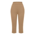 thumbnail image 5 of felwors Pull On Capris for Women Dressy Casual Stretch Lightweight Capri Elastic High Waist Lounge Pants 2026 Summer (Khaki, XL), 5 of 6
