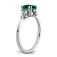 thumbnail image 3 of Auriga Fine Jewelry 925 Sterling Silver Rh-plated Created Emerald and Diamond Ring for Women Size 6, 3 of 6