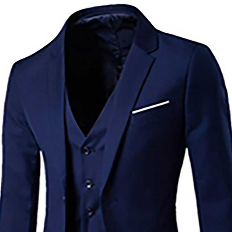 SMihono Men's Trendy Suit Blazer + Shirt + Suit Pants Three Piece Set  Business Pocket Work Office Lapel Collar Button Suit Coat Prom Wedding Long  Sleeve Tuxedo Slim Fit Solid Light blue