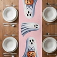 thumbnail image 6 of Pink Halloween Table Runner - 120 Inch Long, Kitchen Dining Table Runner Dresser Scarves, Cute Ghost Modern Art Farmhouse Decor for Coffee Tables Wedding Party Banquet, 6 of 8
