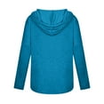 thumbnail image 3 of XFLWAM Fall Hoodies for Women Long Sleeve V Neck Sweatshirt Solid Color Drawstring Hooded Lightweight Pullover Tops Blue M, 3 of 4