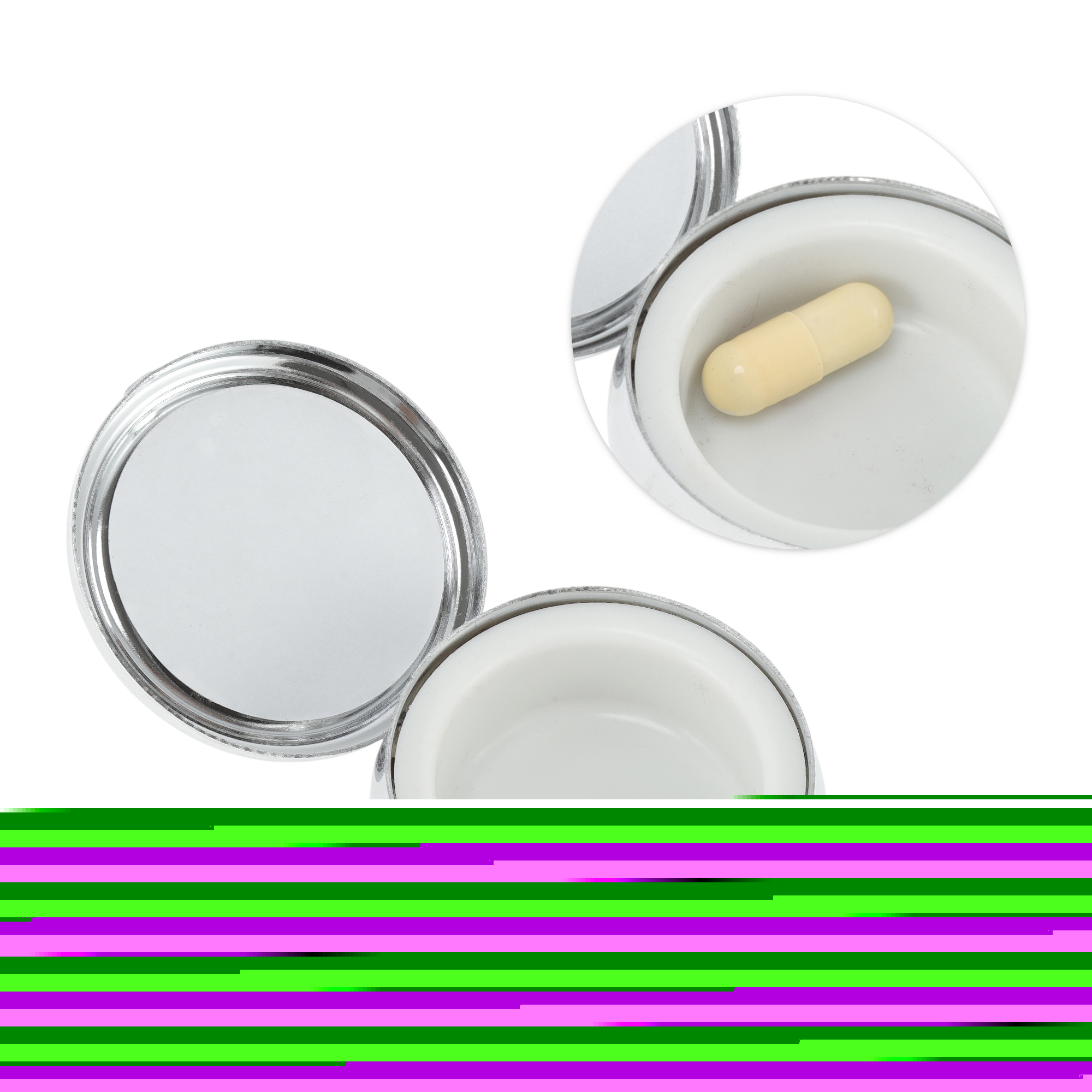 Unique Bargains Round Single Compartment Pill Cases Silver Tone 1 Pc [4.5cm Diameter]