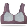 thumbnail image 5 of Gymayou Front Button Wireless Bra for Middle Aged Mom Vest Style Easy Front Snap No Underwire Comfort Bra for Elderly Women Daily Sleep Home Underwear Purple 48, 5 of 7