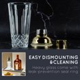 thumbnail image 5 of Glass Cocktail Shaker, JOYCEMALL 14.5 Ounce Cut Crystal Shaker with Stainless Sealing Steel Cap & Strainer, for Home Use & Bar Whisky - Gold, 5 of 6