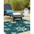 thumbnail image 3 of Unique Loom Outdoor Coastal Collection Area Rug - Marmaris (5' 3" x 8' Rectangle Navy Blue/Teal), 3 of 9