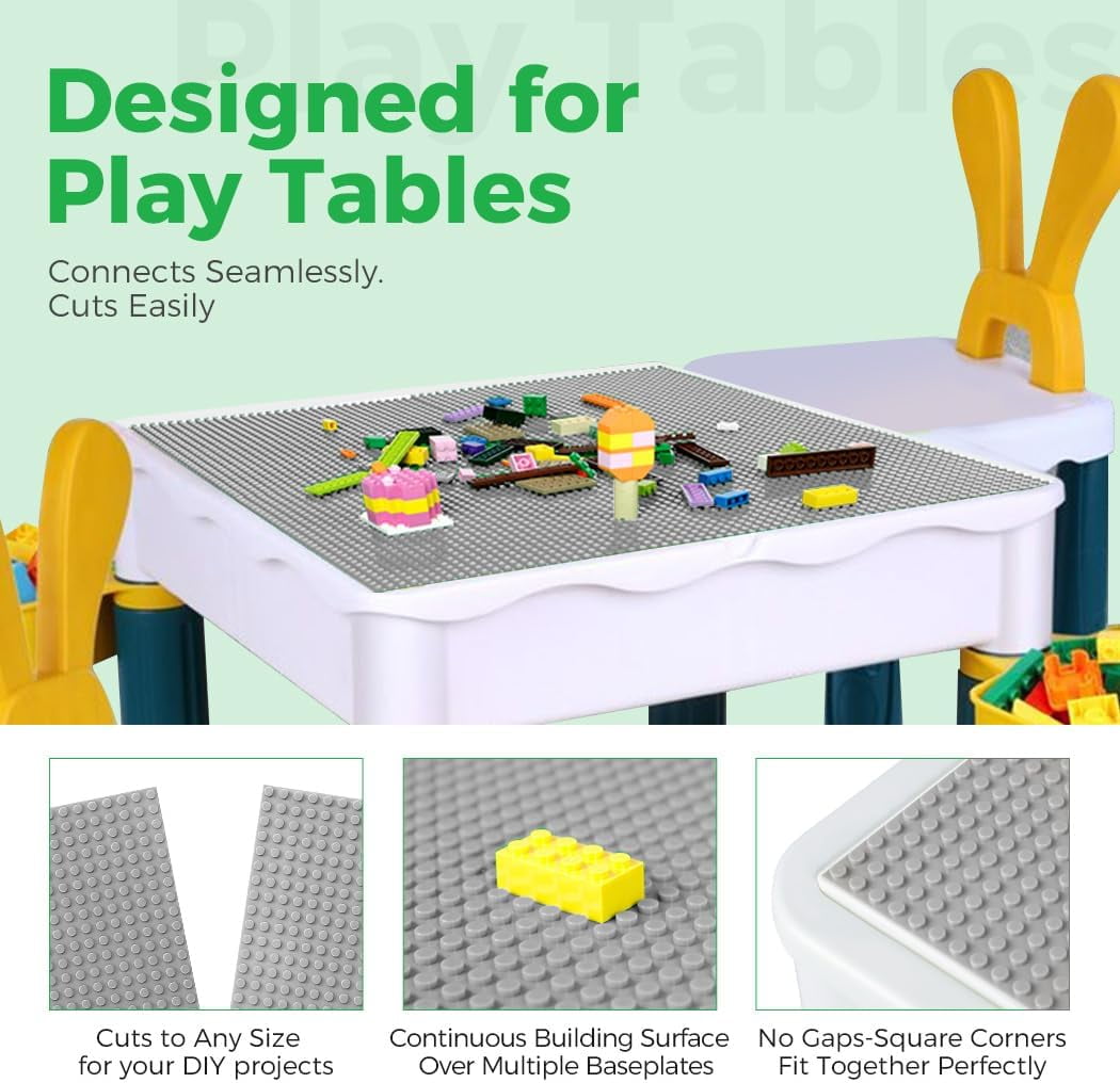 Classic Baseplates Building Plates-8 Pack 10" x 10" Building Boards,100% Compatible with All Major Brands and Activity Table, Creative Building Platforms Mats for Toy Bricks,Grey
