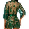 thumbnail image 7 of YFNNUP Women's Lace Kimono Robe Sexy Mesh Nightgown 2pc 3/4 Sleeve Lingerie Comfy Belt Nightwear S-3XL, 7 of 7