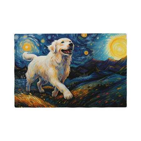 

Table Placemats Set of 4 - Vintage Starry Sky Labrador A 12x18 In Faux Linen Double Heat Resistant Place Mats Cloth Indoor/Outdoor Placemats Washable Table Mats for Dining Kitchen Party