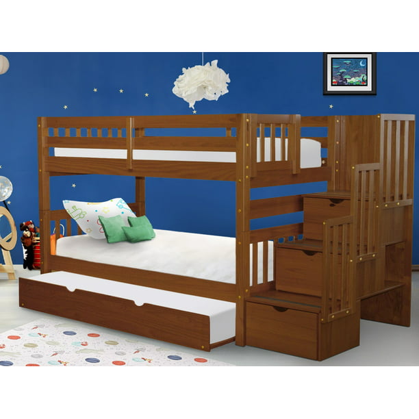 Bedz King Stairway Bunk Beds Twin Over, Staircase Twin Bunk Bed Dimensions In Cm