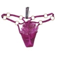 thumbnail image 4 of Victoria's Secret Panty Thong Leaf Embroidery Strappy V-String Ring Color Fuschia Size Small NWT, 4 of 4