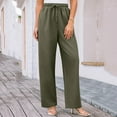 thumbnail image 4 of Simua Straight Leg Cotton Linen Pants for Women Summer Casual Loose Drawstring High Waist Trousers with Pockets, 4 of 9