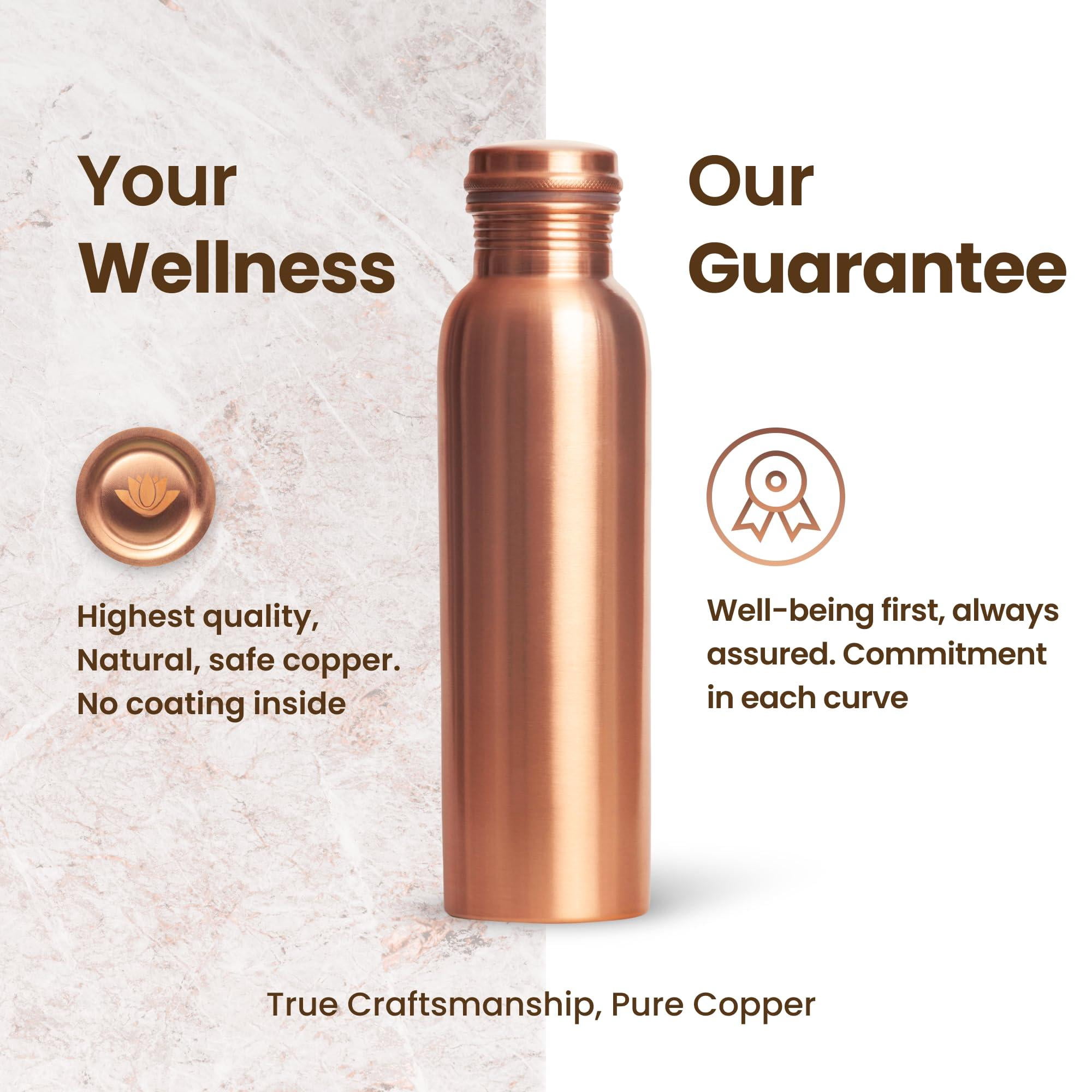Copper Water Bottle For Drinking  34 Oz Smooth Finish - Stay Hydrated And Enjoy Ayurvedic Benefits Leak-proof Temperature Retention Design Durable