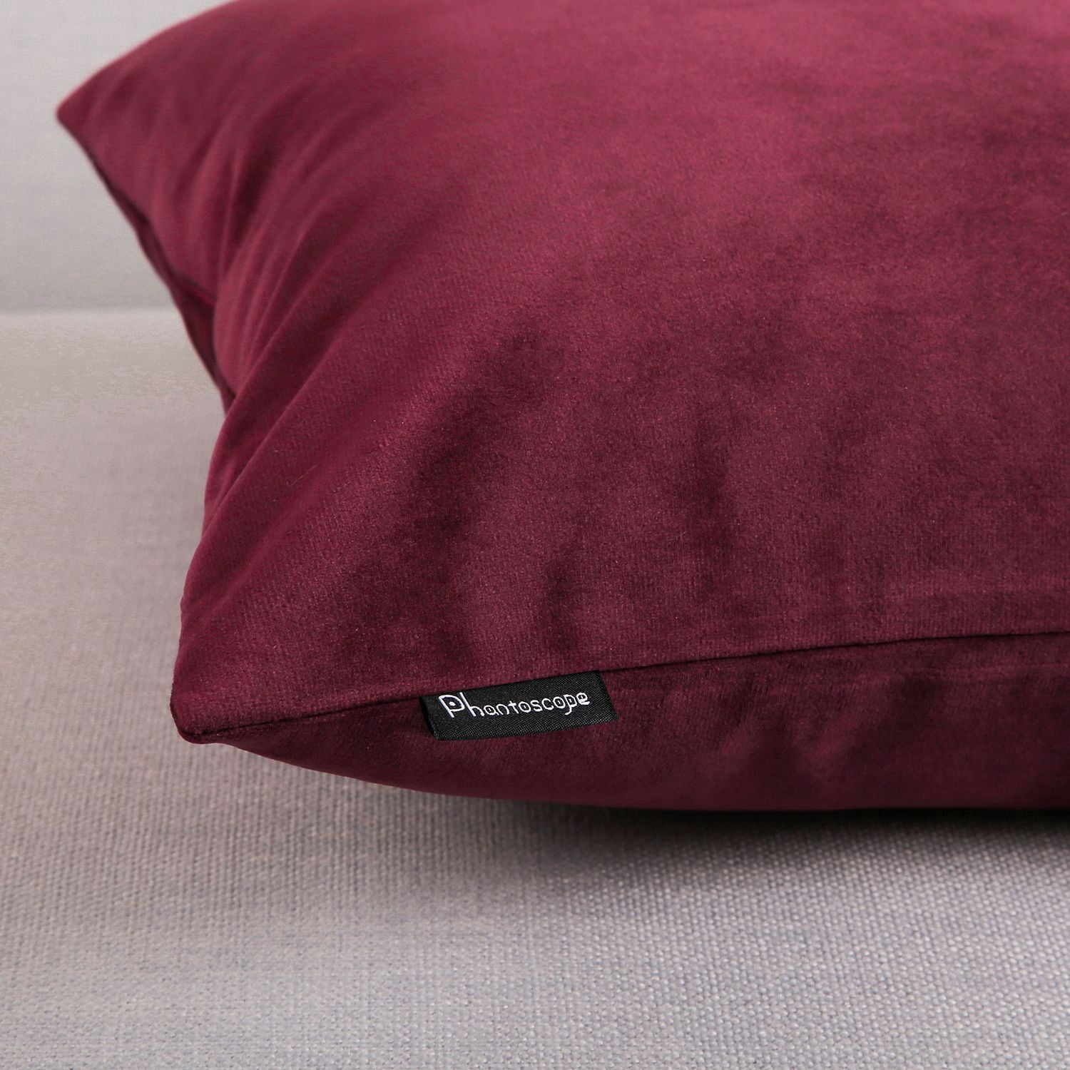 Phantoscope Silky Velvet Decorative Throw Pillow, 20 x 20 in, Dark Red, 1 Pack