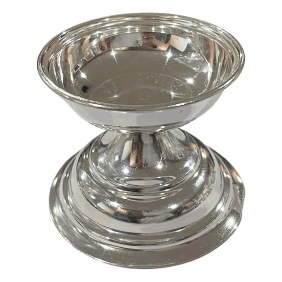 925 Sterling Silver Hallmarked Round Deepak (Diya) Diya Height & Weight: Diya 2.50" (Ht =2.5 inch Wt=30 grams)