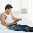 thumbnail image 4 of Goofa Starry Sky Moon Wolf Leader Pattern Printed Soft Pajama Pants for Men, Wide Leg Comfy Casual Lounge Yoga Pants-Small, 4 of 9