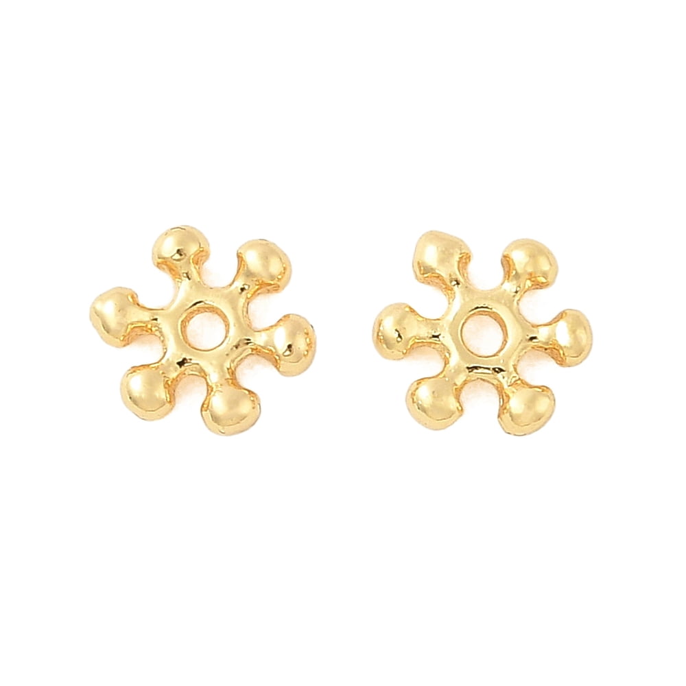 200pcs Brass Spacer Beads Flower golden 7x6x1.5mm Hole: 0.8mm