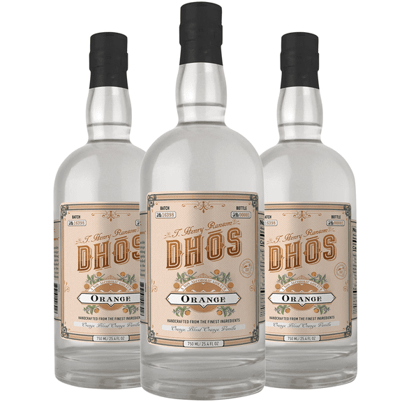 Dhos Handcrafted Non-Alcoholic Orange Liqueur 3 Pack - Keto-Friendly, Zero Sugar, Zero Calories, Zero Proof - 750 ML - Perfect for Mocktails