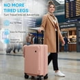 thumbnail image 5 of TABU Carry On Luggage with Side Bag, Front Opening Suitcase with Cup Holder & Phone Mount, USB & Type-C Port, TSA Lock, Phone Mount, Pink, 5 of 8