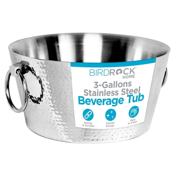 Tina para Bebidas BIRDROCK HOME de Acero Inoxidable Martillado 11.35L