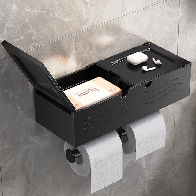 Caja de pañuelos Caja de papel higiénico Caja de almacenamiento de papel de baño Soporte de papel higiénico Estante montado en la pared