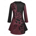 thumbnail image 2 of Camiseta con Estampado de Flores de Color Bloque en Talla Extra Rosegal  Mangas largas de talla grande, 2 of 5