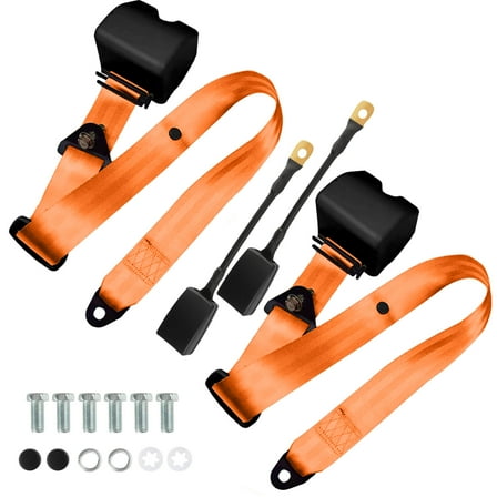 2PCS Universal 3-Point Seat Belt Pads, Quick Release Backpack Attachment Straps, Adjustable & Retractable Lap Shoulder Belts for UTV, Golf Cart, Truck, Van, SUV, Go Kart