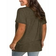 thumbnail image 2 of Langwyqu L-5XL Summer V Neck Criss Cross Shirt Women Plus Size Short Sleeve Solid Color Tops Tee, 2 of 5