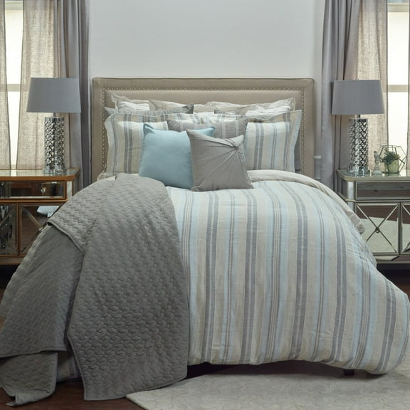 Rizzy Home BT4229 Duvet, 114X98, Gray/Blue/Neutral Gray/Blue/Neutral 114X98