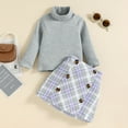 thumbnail image 2 of Sngxgn Girl's Casual 2 Piece Outfits Long Sleeve Tees and Pleated Skirt Set(Grey,100), 2 of 9