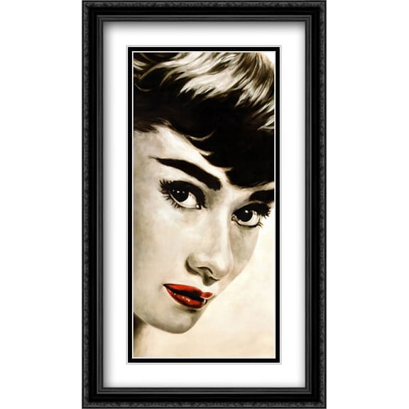 Audrey Hepburn Enchant 2x Matted 20x40 Large Black Ornate Framed Art Print by Frank Ritter