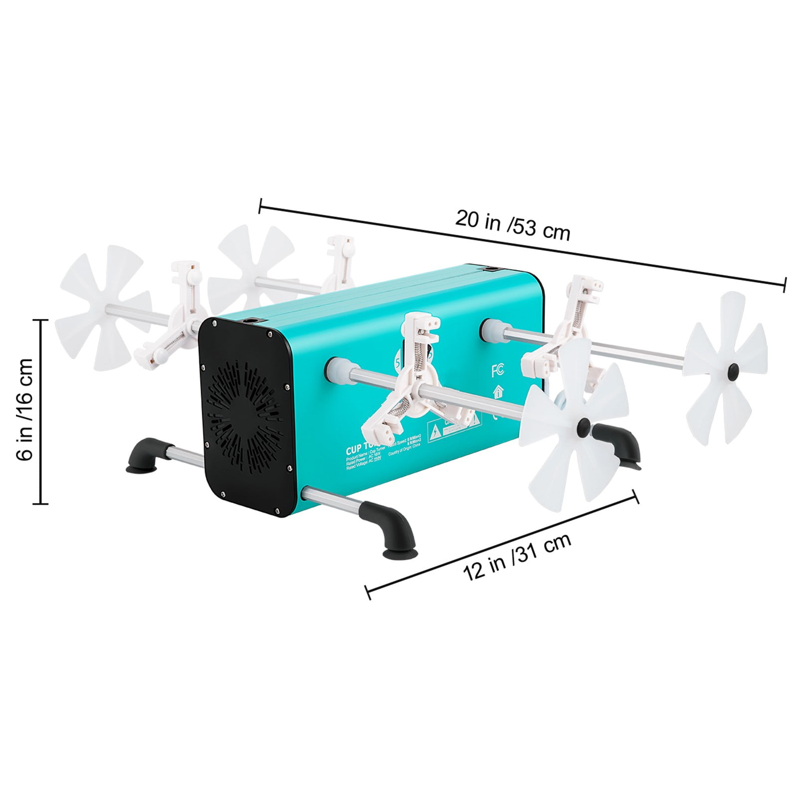 VEVOR 4 Cup Turner for Crafts Tumbler, 2 Speeds Multiple Tumbler Spinner Rotator Machine Kit with 4 Removable and Adjustable Arms, Mute Motor, 4 Independent Switches for DIY Epoxy Glitter Crafts