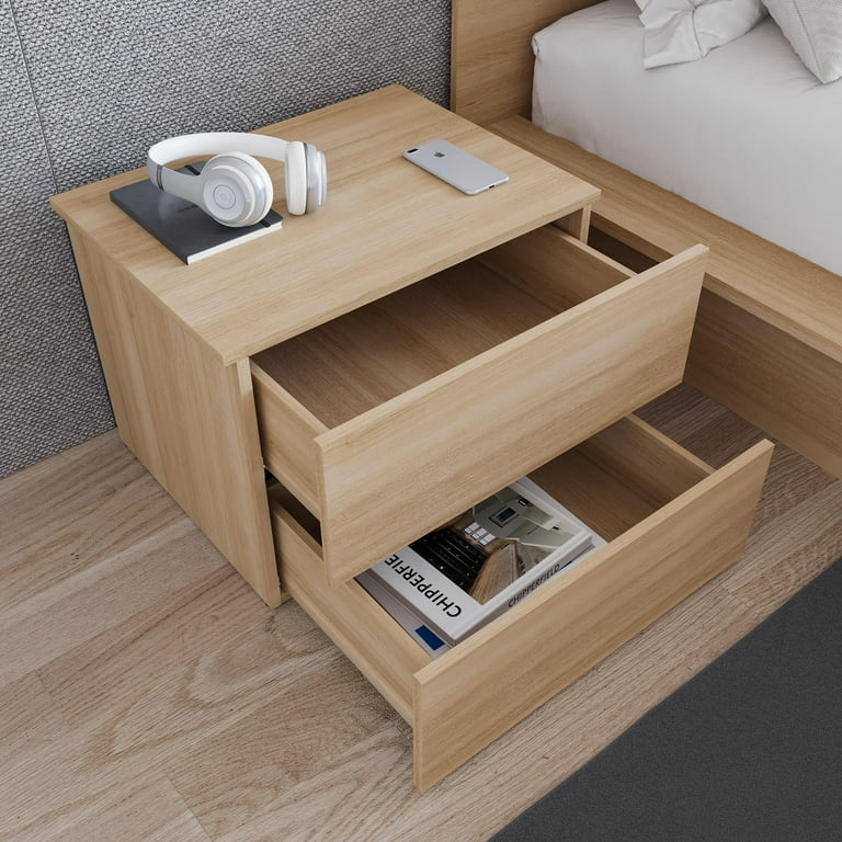 neeeeeekoページ Nexera James Modern 2 Drawer Nightstand, Natural Blonde Oak