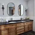 thumbnail image 3 of ANDY STAR Bronze Bathroom Mirror, 24x36 Antique Bronze Oval Mirror, Pill Wall Mirror, Modern Vanity Mirror Metal Frame Deep 1" for Bathroom, 3 of 8