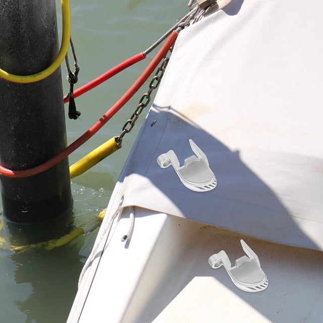 CATIEBYE 4Pcs Boat Clips For Dock Bumper Hanger Made Of Silver ABS With Impact Protection For Marine Environments
