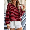 thumbnail image 6 of Eytino Women’s Sweatshirt Oversized Sweatshirts for Women Half Quarter Zip Pullover Striped Long Sleeve Pullover Red S-2XL, 6 of 10