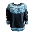 thumbnail image 4 of NAMTYQX Women's Sweaters Cute Long Sleeve Scoop Neck Women's Pullover Sweaters Print Loose Fit Warm Blue Size 2XL, 4 of 5