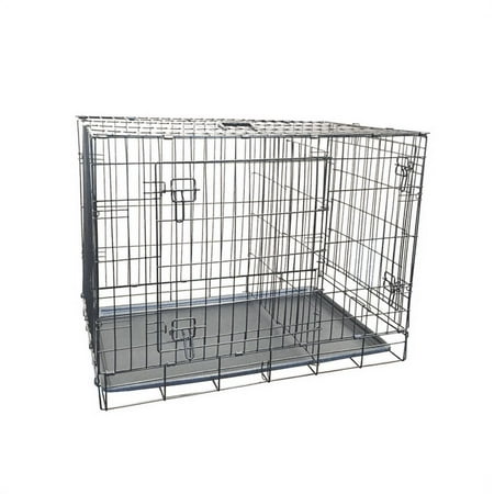 UPC: 0801758182426 | KennelMaster Double Door Folding Wire Dog Crate  Black  Large  42 L