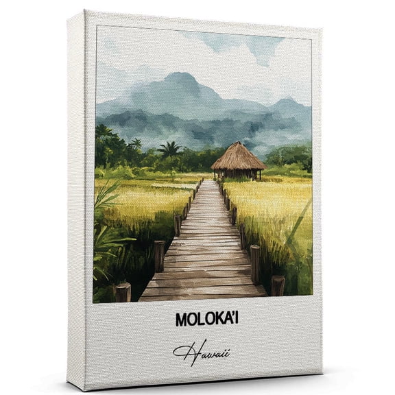 Moloka'i Travel Canvas Wall Art – Beautiful Travel Decor for Bedroom, Office Hawaii Canvas Print – Serene and Scenic Wall Decor Gift for Travel Lovers