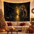 thumbnail image 3 of Tiger Facing a Black Cat Across a Bamboo Stream, Dramatic Digital Art for Wildlife Fans, Animal Decor, Housewarming Gift, Tapestry Wall Hanging for Living Room and Den, 3 of 7