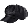 thumbnail image 6 of CoCopeaunts Solid Color Newsboy Cap Adjustable Faux Leather Octagonal Cap Female Short Brim Beret Hat Autumn Winter Hats, 6 of 7