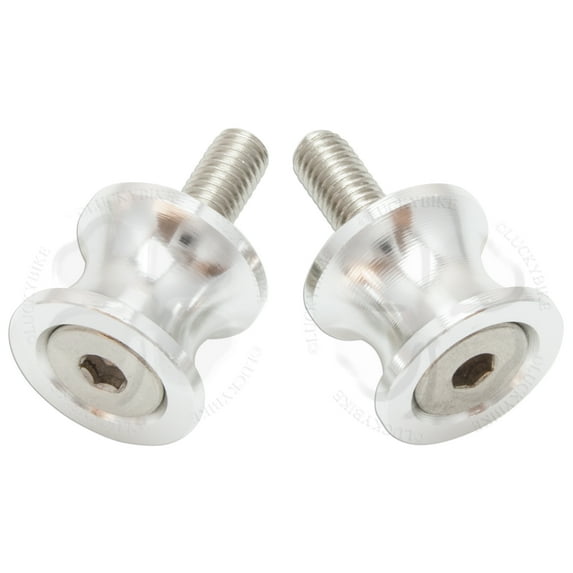 Silver Mini Swingarm Spools Sliders 8mm Bolt Honda Suzuki KTM BMW Ducati Triumph