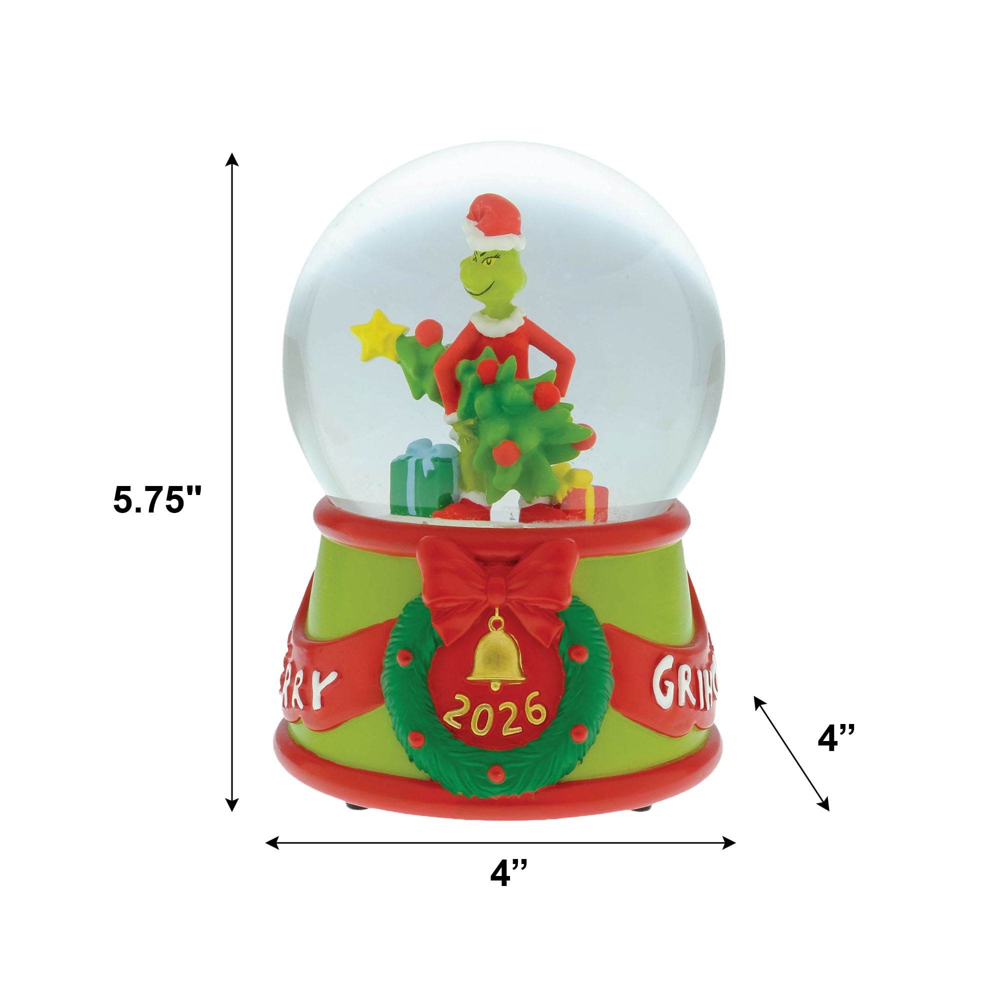 Grinch 100mm Christmas Snow Globe – Merry Grinchmas Holiday Tree Design