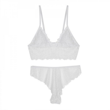 

Newway Women Clothes Women Lace Lingerie Babydoll Underwear Nightwear Sleepwear Suit G-String Bra Brief Sets White XL