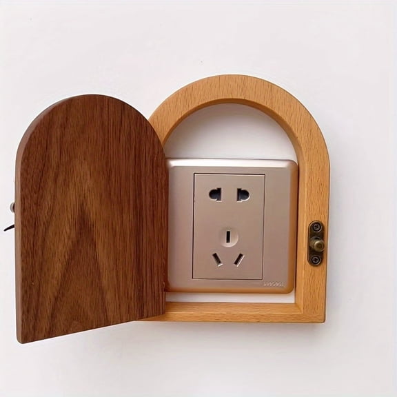 Handmade Solid Wood Fairy Door Outlet Cover-Rustic Light Switch Cover Guard, Pet-Safe Home Decor, No Punching Required Outlet Covers for Baby Proofing, Walls Outlets Switches