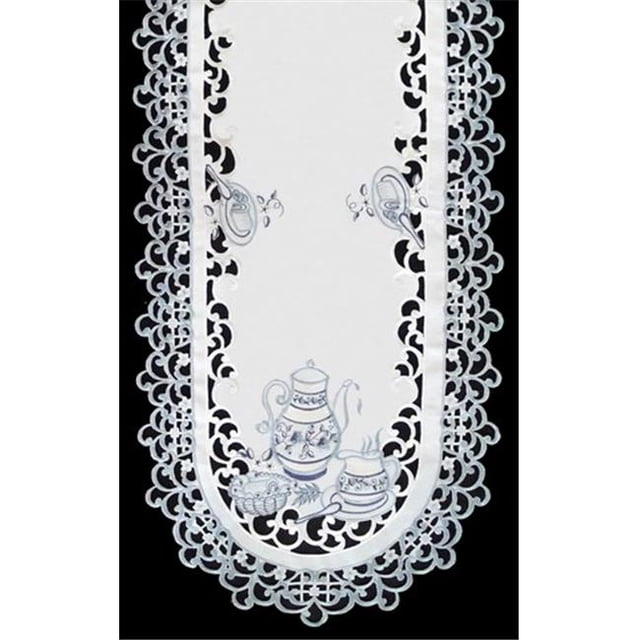 H8513 Delft Blue Tea Oval Placemat, 12 x 18 in.