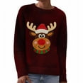 thumbnail image 1 of Fiaer Chandail de Noël Laid pour Femmes, Mignon Renne Graphique, Automne, Col Rond, Manches Longues, Coupe Ample, Tendance, Hauts en Tricot de Noël, Rouge, P, 1 of 4