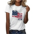 thumbnail image 2 of Cavosen Red White and Blue Shirts for Women Petite 4th of July Short Sleeve Round Neck Shirts American Flag Print Shirts Lady XL Red White and Blue Casual Tops Patriotic Tunic Tees Patriotic Blouses, 2 of 5