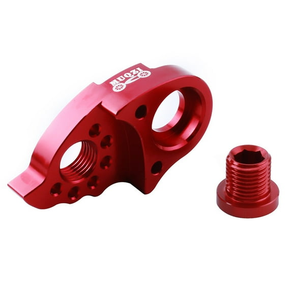 MUQZI Extended Rear Derailleur Hanger for Mountain and Road Bikes - Aluminum Alloy, Lightweight, Compatible with 10-11 Speed Gears, 42T-50T Freewheels, Red