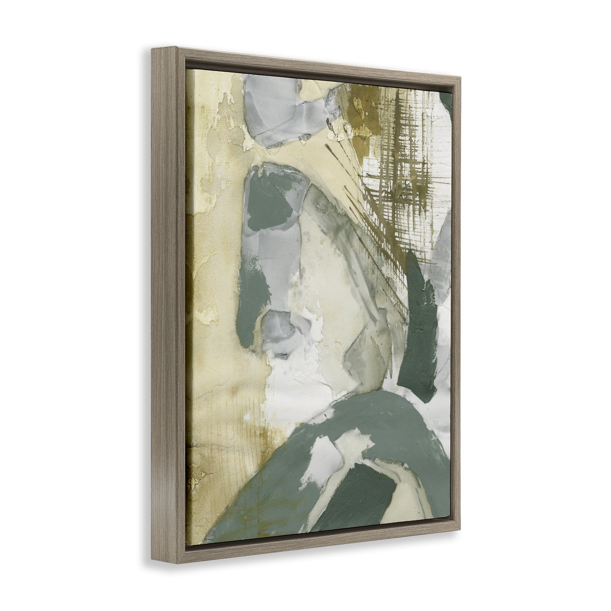 Stupell Industries Dynamic Chaotic Abstract Abstract Painting Brown Floater Framed Canvas Art Print Wall Art, 25 x 31