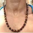 thumbnail image 2 of Auras by Osiris | Handmade Aztec Style Red and Rare Cube Yellow Tiger Eye Crystal Necklace - Genuine Gemstone Beaded Mala | Grounding, Protection Choker - Jewelry Gift for Mens, Womens, 2 of 5